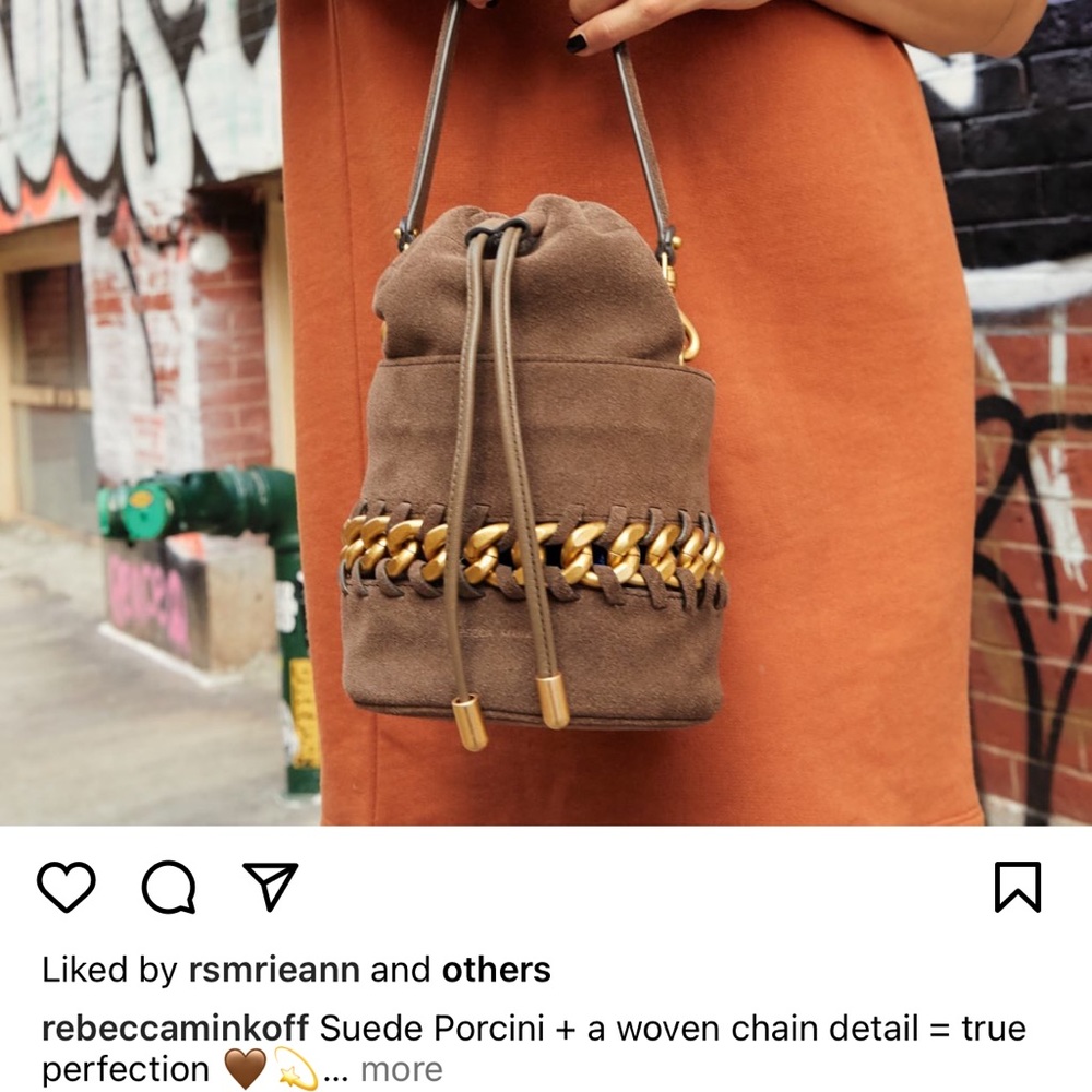 Suede Chain Bucket Bag